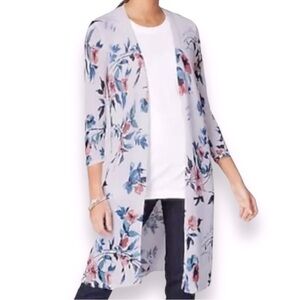 J. Jill Linen Blend Floral Lightweight Cardigan Sweater Size Large
